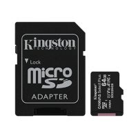 Kingston MicroSD Memory Card 64GB Canvas Select Plus with SD Adapter 100MB/s - Black