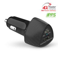 HyperGear Car Charger 2 Port 25W USB-A (12W) USB-C (25W) PD PPS SpeedBoost - Black