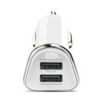 HyperGear Car Charger 2 Port USB-A 3.4Amp Rapid Charge - White