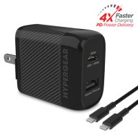 HyperGear Wall Charger 2 Port USB-A (12W) USB-C (25W) PD PPS SpeedBoost with USB-C to USB-C Cable 6ft - Black