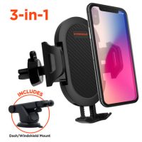 HyperGear Car Mount Universal Vent - Dashboard - Windshield Adjustable Grips Easy Release Button Adjustable Swivel Base Extends to 3.5In Wide - Black