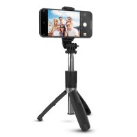 HyperGear Vlogging Tripod & Selfie Stick in One Includes Phone and Camera Mounts Rotating & Tilt Adjustments with Bluetooth Remote Adjustable to 39In Length Foldable & Compact - Black