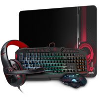 HyperGear Red Dragon Gaming Kit 4-in-1 Value Bundle Includes RGB Keyboard 2400dpi Gaming Mouse Gaming Headphone with Noise Cancelling Mic Large Gaming Mouse Pad