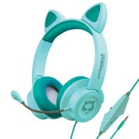 HyperGear Gaming Headset with Boom Mic Kombat Kitty Safe Volume and Mute Controls with Kitty Ears 3.5mm Portable Tangle Free Cable - Teal
