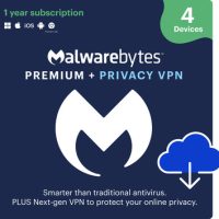 Malwarebytes Premium Plus 4-User 1-Year Includes Browser Guard & Privacy VPN PC/MAC/Android/Chrome ESD (DOWNLOAD CODE)