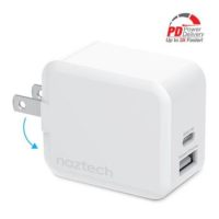 Naztech Wall Charger 2 Port USB-C 30W PD + USB-A 12w Fast Charge Folding Prongs - White