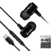 Naztech Earbuds Wired USB-C Platinum High Fidelity Digital Audio Noise Cancelling Mic In-Line Controls Full Metal Housing - Black