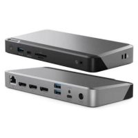 Alogic Docking Station USB-C Triple Monitor 3x DiplayPort 4K Ultra HD with 100W Power Delivery Prime MX3 with 135W Power Adapter & USB-C to USB-A Cable - Space Grey