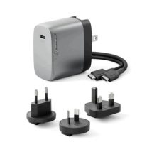 Alogic Wall Charger 1 Port 67W GaN PD USB-C with 3 International Plug Adapters & 6ft USB-C to USB-C 100W Cable & Travel Case - Grey
