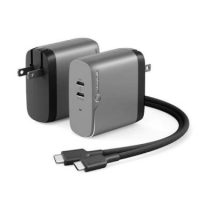 Alogic Wall Charger 2 Port 68W GaN PD 2x USB-C (50-60W + 18W)& 6ft USB-C to USB-C 100W Cable - Grey