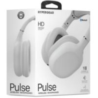 HyperGear Headphones Bluetooth Pulse Over The Ear - Noise Isolating Built in Mic & Call Controls Ultra Lightweight 10Hr Play Time Quick Charge Aux In Port - White