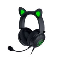 Razer Gaming Headset Kraken Kitty V2 Pro Wired Stream Reactive RGB (Interchangeable Ears) Detachable HyperClear Mic THX Spatial Audio Passive Noise Cancelling-Black