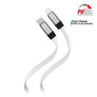 HyperGear Charge & Sync Lightning MFI to USB-C Flat Cable 6ft up to 60W Power Delivery - White