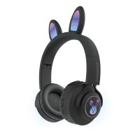 HyperGear Headphones Bluetooth Bunny Tracks Built in Mic Soft Memory Foam Ear Cushions Foldable Design 10hr Play Time - Black