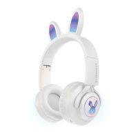 HyperGear Headphones Bluetooth Bunny Tracks Built in Mic Soft Memory Foam Ear Cushions Foldable Design 10hr Play Time - White