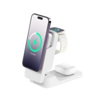 Alogic Qi Charging & Powerbank Ultimate 5000mAh 3-in-1 Fast Charging USB-C Apple Watch Charger 35W Wall Charger with Travel Adapter Plugs Travel Bag Kickstand MagSafe - White