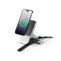 Alogic Qi Charging Stand / Dock 3-in-1 with 5000mAh Powerbank Phone (15W) & Airpods (5W) & Apple Watch Charger (2W) with 30W Wall Charger USB-C MagSafe - Black