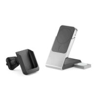 Alogic Qi Charging Stand / Dock 3-in-1 Phone (15W) & Airpods (5W) & Apple Watch Charger (2W) with 30W Wall & Car Charger USB-C Car Cradle Vent Clip - Black