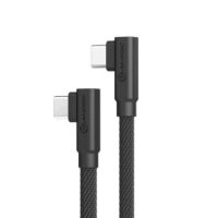 Alogic Charge & Sync USB-C to USB-C Cable 10in Right Angled Elements Pro 60W Reinforced Braided Jacket 480Mbps - Black