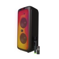 Klipxtreme Speaker Bluetooth Party BoomFire Pro 3000W 2x 8in Subwoofers & 1.5in Tweeter Flame LED Lights with Wireless Microphone Handle with Wheels