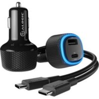 Alogic Car Charger 2 Port USB-C 45W Power Delivery USB-A 12W Fast Charge For Laptops Tablets & Phones Cable X- Black X