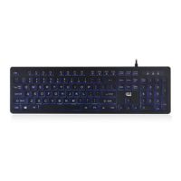 Adesso Keyboard Wired 2x Large Print Illuminated LED Backlight 104 Keys Water Resistant PC - Black
