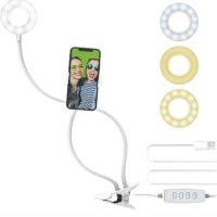 Digipower Vlogging Go Viral For You Kit Flexible Ring Light & Phone Holder 3 Light Modes Desk Clamp Bluetooth Remote - White
