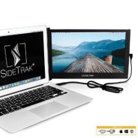 SideTrak Laptop Monitor 12.5in Slide HD Portable Monitor Rotate 180 Deg Attach to Laptop HDMI & USB-C Cables PC/MAC/Chrome - Black