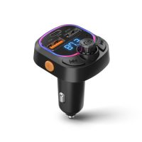 HyperGear FM Transmitter Car Charger Bluetooth IntelliCast Road  3 Port (2x USB-A 1x USB-C 15W) Hands Free Calls Music Streaming Noise Reduction Mic - Black