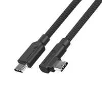 Alogic Charge & Sync USB-C to USB-C Right Angled 6ft Double Braided Extremely Strong Cable 100W Power Delivery Elements Pro - Black