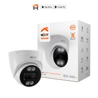 Nexxt Smart Home Indoor (Covered Outdoor) Turret Camera 2K Wired Motion Activated Light 400 Lumens - 2 Way Communication Night Vision - Siren  - White