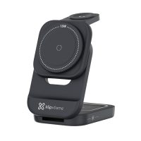 Klipxtreme Qi Charging Stand 3 in 1 Phone (15W) Airpods (3W) Watch (2W) Foldable Stand LED Night Lamp 3ft USB-C Cable Included - Black
