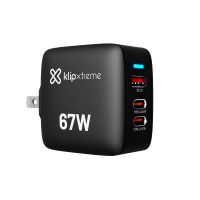 Klipxtreme Wall Charger 3 Port 67W PowerWall 67 2x USB-C PD 3.0 1x USB-A QC 3.0 - Black