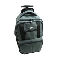 Gino Ferrari Backpack 17in Brunswick Rolling with Retractable Telescopic Handle Canvas - Black and Grey