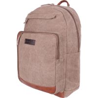 Gino Ferrari Backpack 16In Aston Multiple Pockets & Compartments High Grade Canvas - Light Tan