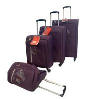 Gino Ferrari Luggage Set - 4 Bags Set Large Med Small & Cabin Friendly Size All Roller with Telescopic Handles 360 Degree Wheels - Purple/Light Grey