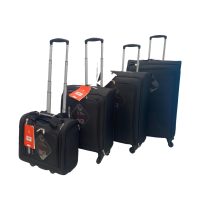 Gino Ferrari Luggage Set - 4 Bags Set Large Med Small & Cabin Friendly Size All Roller with Telescopic Handles 360 Degree Wheels - Black / Light Grey