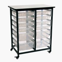 Luxor Mobile Bin Storage Unit - Large & Small Bin Storage 12 Bins Total 20lbs Max Each Bin with Castors