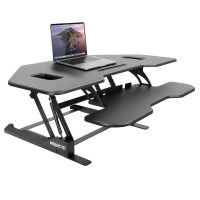 Mount-It! Sit Stand Desk Corner Gas Spring Height Adjustable up to 43In Ergonomic Keyboard - Black