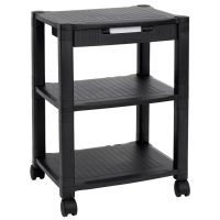 Mount-It! Printer Cart Height Adjustable Rolling with Casters 3 Shelves Max 22lbs per Shelf (17.2 x 13.25In) 24In Tall - Black