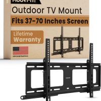Mount-It! TV Mount Outdoor Weatherproof Lockable & Tilting Fits TVs 37 - 80In Flat TV Max 176lbs VESA - Black