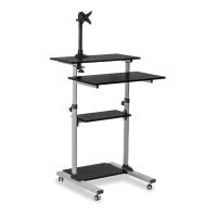 Mount-It! Rolling Computer Work Station with Monitor Mount Up to 32 in 4 Levels for Laptop Keyboard & Mouse Printer CPU High Powder Coated Steel Frame Casters with Locks
