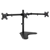 Mount-It! Triple Monitor Desk Stand Up to 27 In Monitors 15.4 lbs per Arm Tilt and Swivel Integrated Cable Management Steel Construction - Black