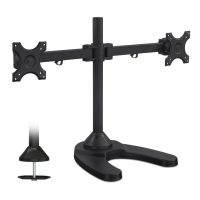 Mount-It! Dual Monitor Desk Stand up to 24 In 22 lbs Heavy Duty Steel Tilt Swivel Rotate - Black