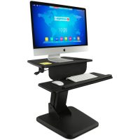 Mount-It Sit Stand Desk Converter with Single Monitor Arm with Keyboard Tray - Black