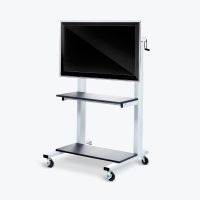 Luxor TV Cart Flat Panel Adjustable Crank 32 - 80 Inch Monitors 270lbs Max Casters with Brake Durable Steel with 2 Shelves