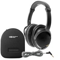 HamiltonBuhl Headphones Deluxe Active Noise Cancelling with Case 3.5mm Padded Ear Cups & Headband