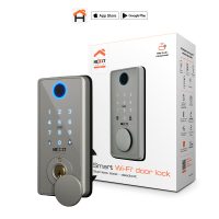 Nexxt Smart Home Wifi Door Lock - 5 Ways to Unlock Fingerprint / Keypad / Key / Digital Key / App - Autolock - Unique Passcodes Requires 4AA Batteries (Not Inbcluded)- Stainless Steel
