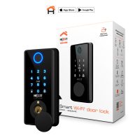 Nexxt Smart Home Wifi Door Lock - 5 Ways to Unlock Fingerprint / Keypad / Key / Digital Key / App - Autolock - Unique Passcodes Requires 4AA Batteries (Not Inbcluded) - Black