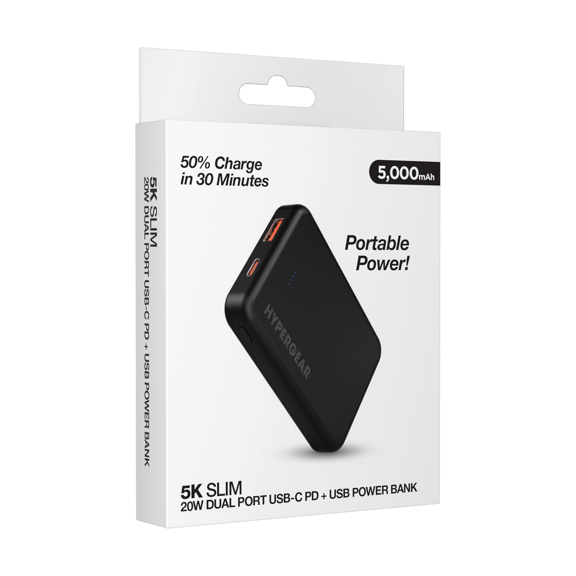 HyperGear Basics Powerbank 5000mAh 2 Port USB-A (18W) USB-C (20W) PD Slim & Compact – Black HyperGear Basics Powerbank 5000mAh 2 Port USB-A (18W) USB-C (20W) PD Slim & Compact - Black